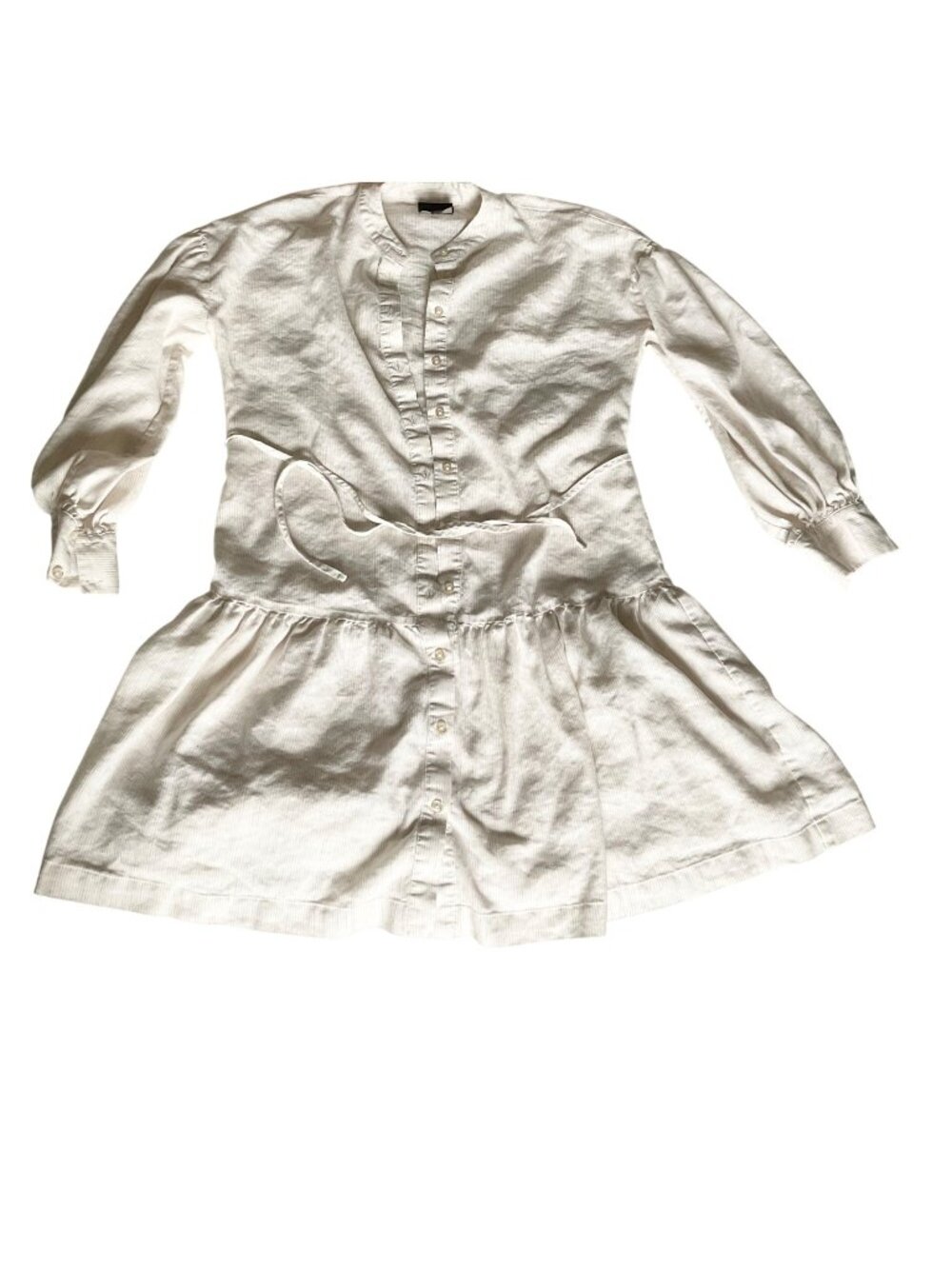 ALEX MARIE Linen blend long sleeve mini dress beige strip SZ2 bust 38in M